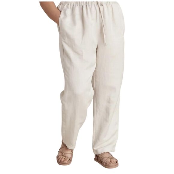 Charter Club Pants Womens Petite Small Beige Linen Drawstring Elastic Waist - Picture 1 of 12